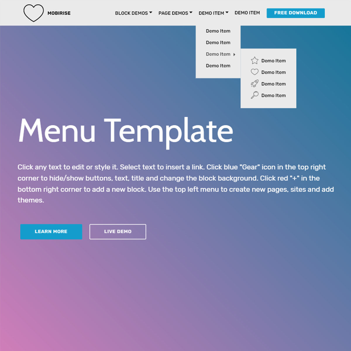 Bootstrap Menu Template – Free Download